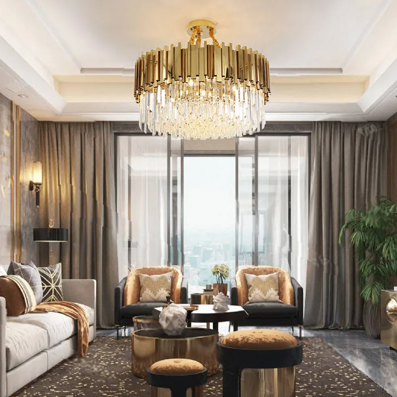 H0df3a6e532dc4c258498d068571c929f1.webp Nordic Customized Luxury Villa Restaurant Crystal Chandelier Modern Atmosphere Golden Pendant Lamp - Image 1