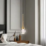 Nodric Water Drop Shape Crystal Chandelier Luxury Metal Pole Kitchen Island Pendant Lamp - Image 5