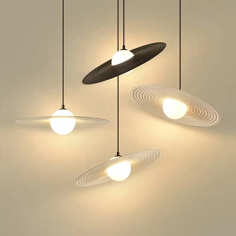 H3a8792adbca44201af6fd3a1280a3979U.webp Modern Metal Flying Saucer UFO Chandelier Minimalist Black Pendant Lights for Living Room Dinning Room - Image 1