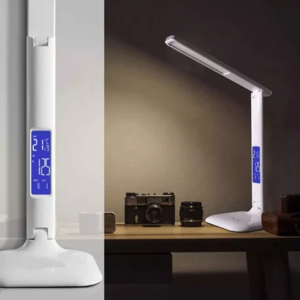 Modern 15W Wireless Charging LED Table Lamp Portable ABS Body Desk Lamp with Calendar Clock LED Display for Study Office Bedroom