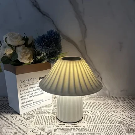 Cordless Ceramic Table Lamp Mini Desk Lamp Rechargeable for Party Deco