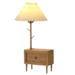 2 in 1 Wood Fabdric Shade Table Lamp with Shelf Desk Bedside Light - Image 5