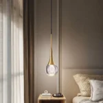 Nodric Water Drop Shape Crystal Chandelier Luxury Metal Pole Kitchen Island Pendant Lamp - Image 3