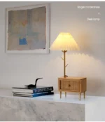 2 in 1 Wood Fabdric Shade Table Lamp with Shelf Desk Bedside Light - Image 3