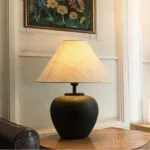 Creative Retro Ceramic Body Fabric Lampshade Decorative Ceramic Table Lamp Bedroom Bedside Desk Lamp