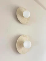 Modern Yellow Travertine Wall Lamp Wabi Sabi Style Hotel Room Bedside Entryway Corridor Retro Background Wall Lamp - Image 6